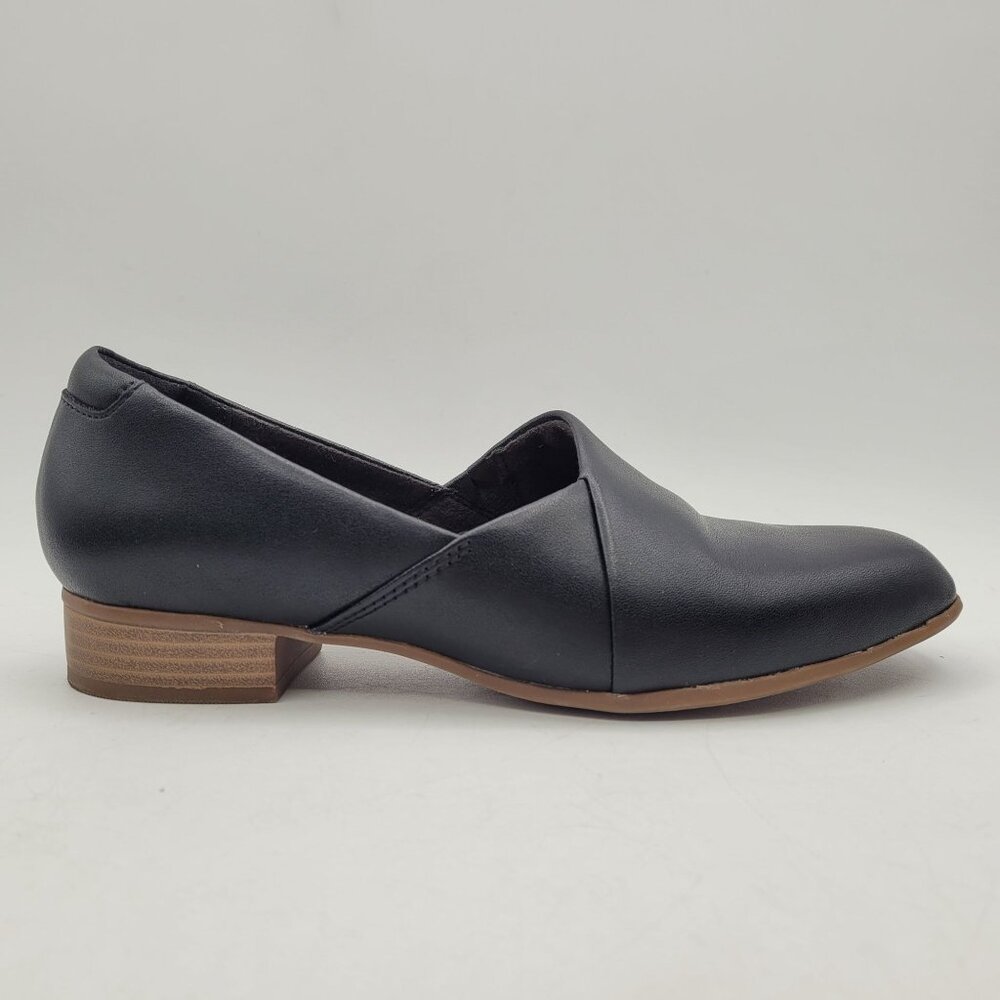 Clarks Collection Juliet Palm Women's 6 Black Faux Leather Slip On Loafers NICE - Picture 3 of 11